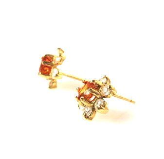 1.64ct Mandarin Spessartite Garnet and Diamond 14K Gold Cluster Earrings 1.64ct Mandarin Spessartite Garnet and Diamond 14K Gold Cluster Earrings
