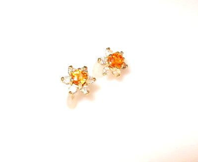 1.64ct Mandarin Spessartite Garnet and Diamond 14K Gold Cluster Earrings 1.64ct Mandarin Spessartite Garnet and Diamond 14K Gold Cluster Earrings