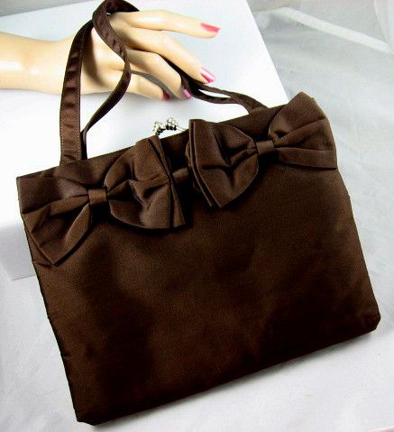 Vintage Brown Silk Handbag with Rhinestones by Josef Vintage Brown Silk Handbag with Rhinestones by Josef