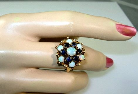 On Hold For Cynthia~Estate 2.01ct Blue Sapphire and Opal 14K Gold Ring On Hold For Cynthia~Estate 2.01ct Blue Sapphire and Opal 14K Gold Ring