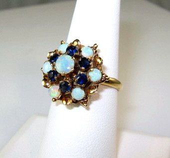 On Hold For Cynthia~Estate 2.01ct Blue Sapphire and Opal 14K Gold Ring On Hold For Cynthia~Estate 2.01ct Blue Sapphire and Opal 14K Gold Ring