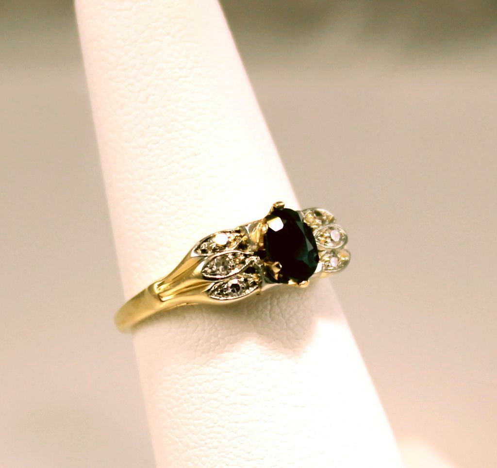 .61ct Diamond & Sapphire Estate 18 and 14K Gold Ring .61ct Diamond & Sapphire Estate 18 and 14K Gold Ring