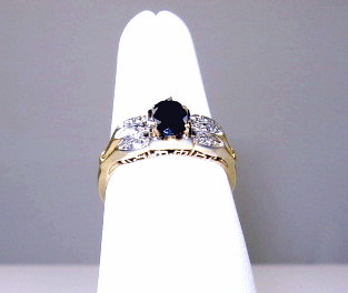.61ct Diamond & Sapphire Estate 18 and 14K Gold Ring .61ct Diamond & Sapphire Estate 18 and 14K Gold Ring