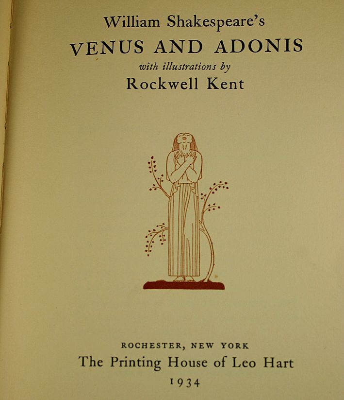 Venus & Adonis, William Shakespeare, Ill Rockwell Kent Venus & Adonis, William Shakespeare, Ill Rockwell Kent