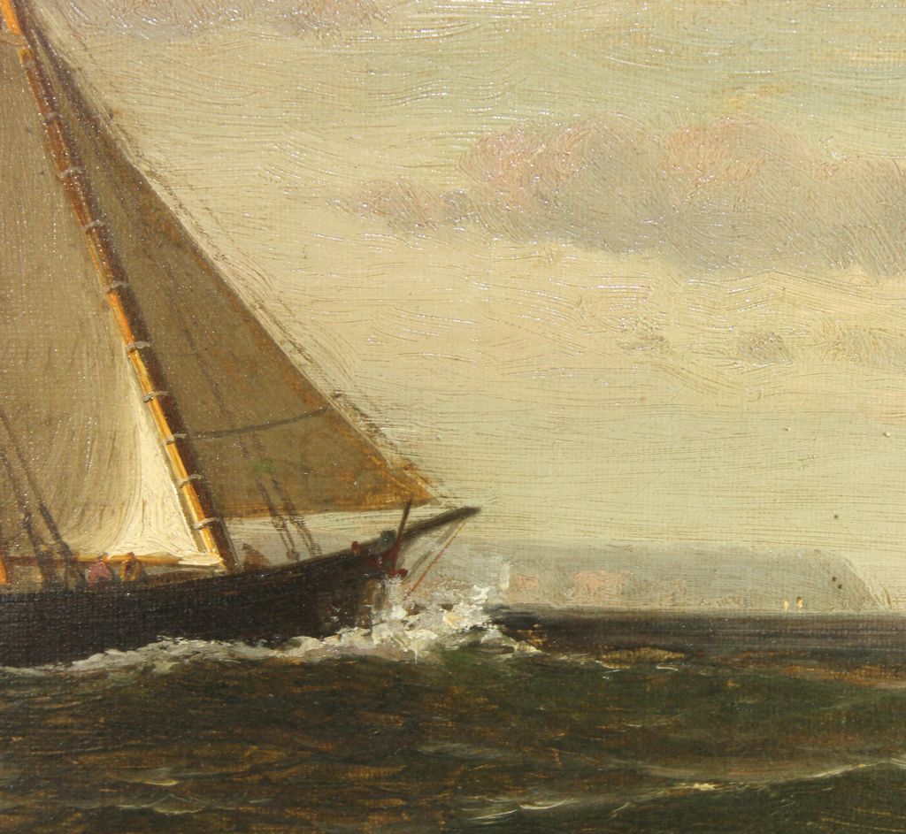Oil on Canvas Maritime Painting by American Artist W.E Norton (1843-1916) Oil on Canvas Maritime Painting by American Artist W.E Norton (1843-1916)