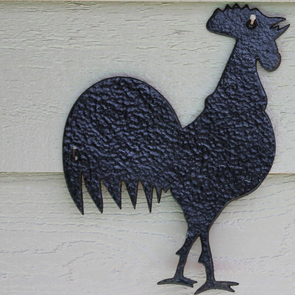 Adorable pair of sheet metal crowing roosters, architectural salvage Adorable pair of sheet metal crowing roosters, architectural salvage