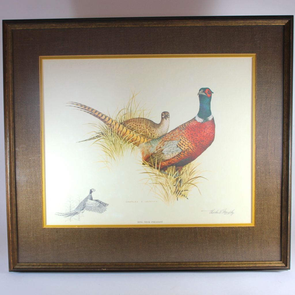 Charles E. Murphy pencil signed color lithograph of a Ringneck from julietjonesvintage on Ruby Lane