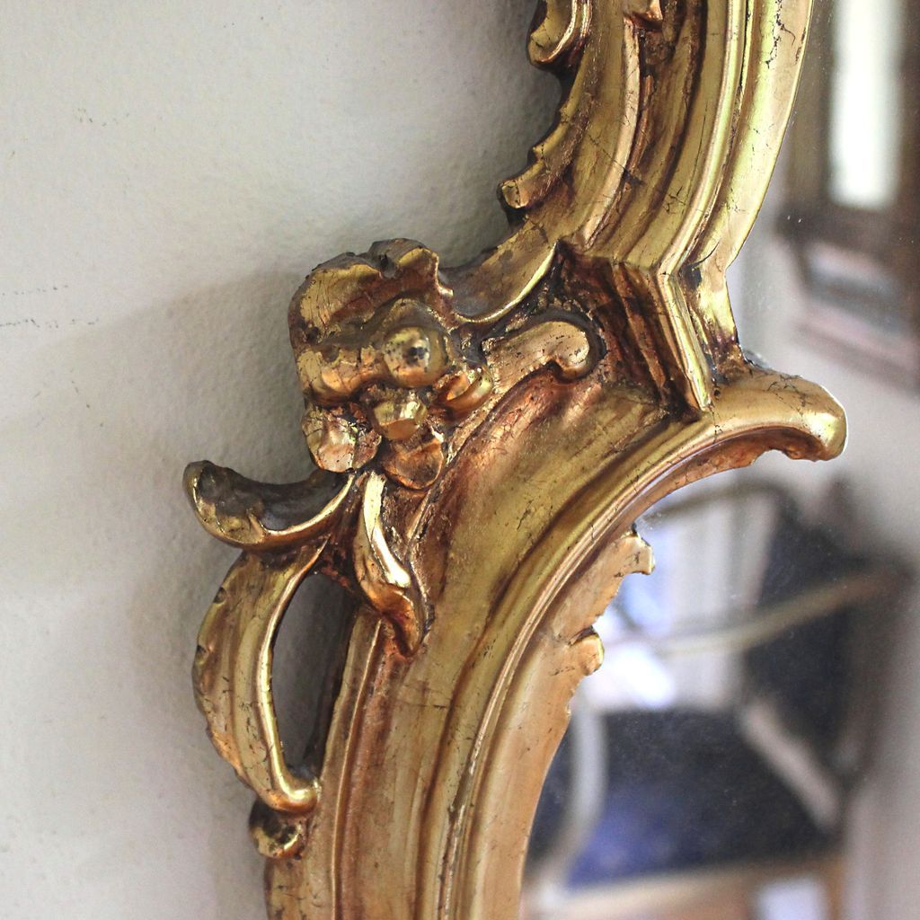 Antique Italian carved and gesso baroque style gilt framed mirror Antique Italian carved and gesso baroque style gilt framed mirror