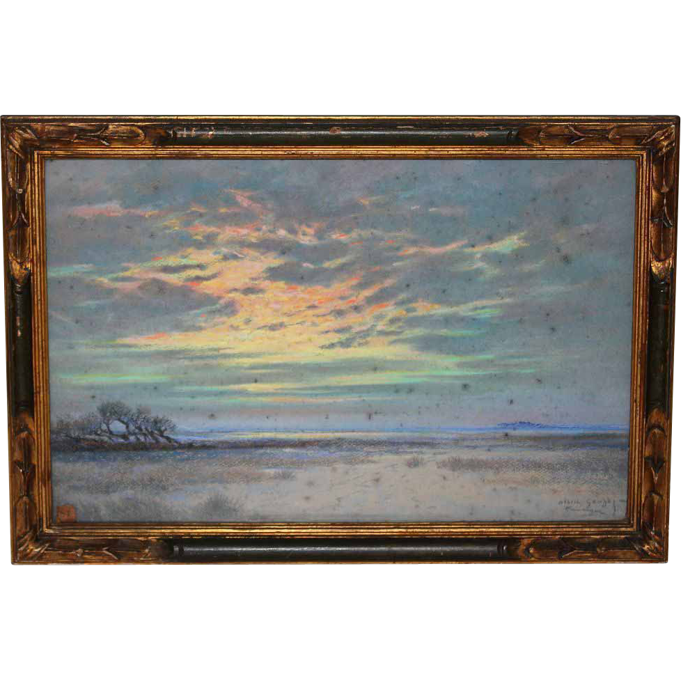 Pastel Landscape of "The Camargue" in by listed French Artist Albert Gouget (1858-1900) Pastel Landscape of "The Camargue" in by listed French Artist Albert Gouget (1858-1900)