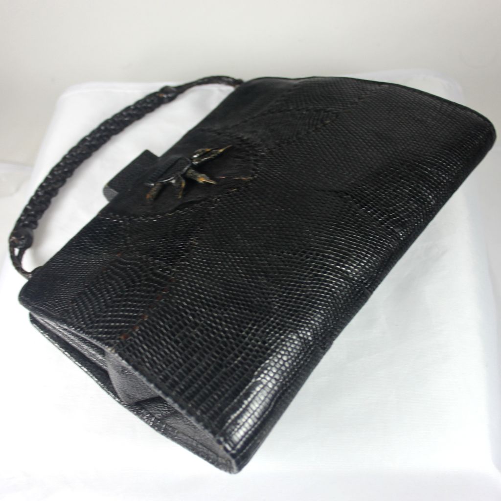 Stylish vintage genuine black lizard hand bag/purse Stylish vintage genuine black lizard hand bag/purse