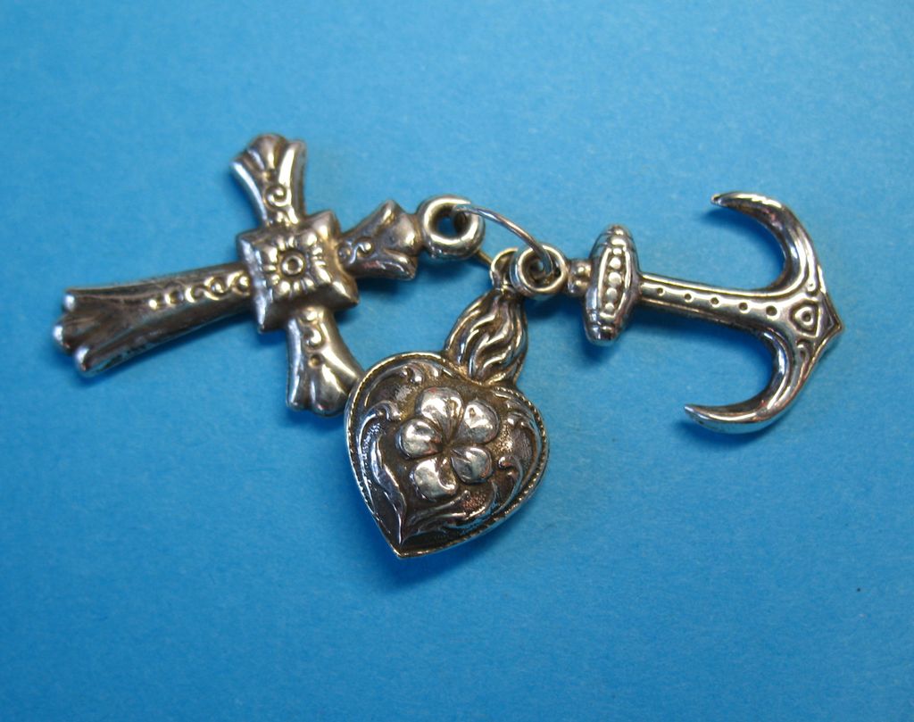 RARE 1800s Antique French Puffy Faith - Hope - Charity Charms RARE 1800s Antique French Puffy Faith - Hope - Charity Charms