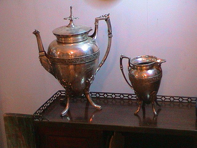 Very Lovely Antique Coffee or Teapot and Creamer 1880's- Silverplate Very Lovely Antique Coffee or Teapot and Creamer 1880's- Silverplate