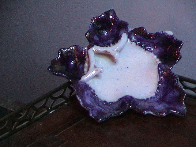 Antique Leaf Shaped Candy Dish - Flow Blue Antique Leaf Shaped Candy Dish - Flow Blue