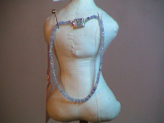 White and Blue Sapphire Bracelet with Sterling Silver Clasp White and Blue Sapphire Bracelet with Sterling Silver Clasp