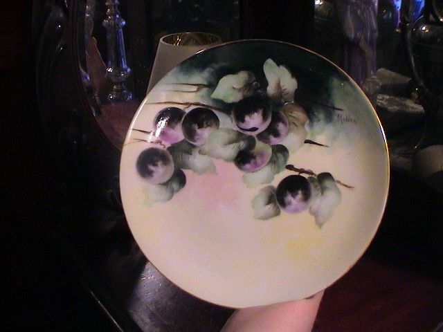 Vintage Hand Painted and Signed Grape Dish Vintage Hand Painted and Signed Grape Dish