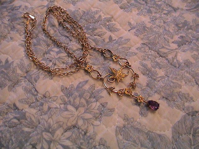 Antique Belle Epoque 14k Gold, baby Pearl and Amethyst Necklace Antique Belle Epoque 14k Gold, baby Pearl and Amethyst Necklace