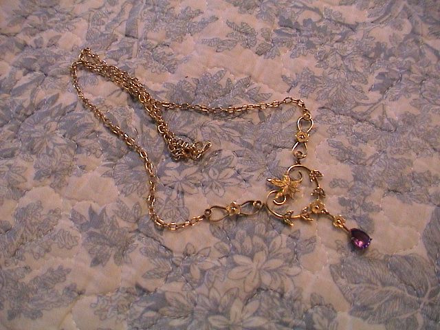 Antique Belle Epoque 14k Gold, baby Pearl and Amethyst Necklace Antique Belle Epoque 14k Gold, baby Pearl and Amethyst Necklace