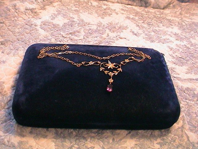 Antique Belle Epoque 14k Gold, baby Pearl and Amethyst Necklace Antique Belle Epoque 14k Gold, baby Pearl and Amethyst Necklace