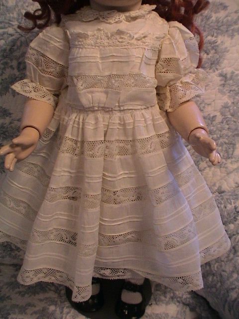 The lovelies white Dress with Tucks, Lace, and Puffed Sleeves The lovelies white Dress with Tucks, Lace, and Puffed Sleeves