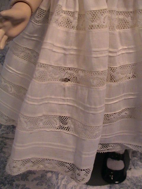 The lovelies white Dress with Tucks, Lace, and Puffed Sleeves The lovelies white Dress with Tucks, Lace, and Puffed Sleeves