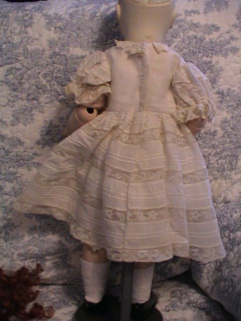 The lovelies white Dress with Tucks, Lace, and Puffed Sleeves The lovelies white Dress with Tucks, Lace, and Puffed Sleeves