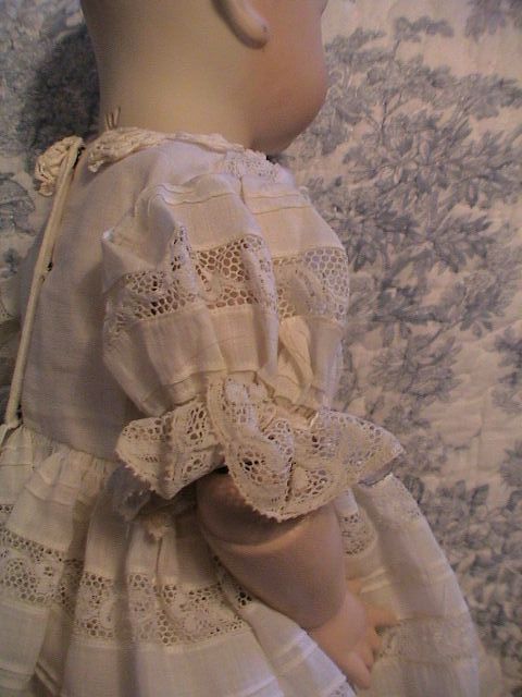 The lovelies white Dress with Tucks, Lace, and Puffed Sleeves The lovelies white Dress with Tucks, Lace, and Puffed Sleeves