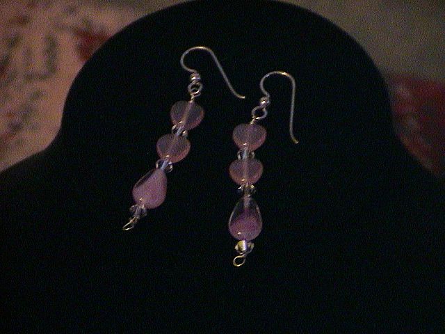 Artisan Earrings: Blue Lace Agate & Pink Glass Hearst Artisan Earrings: Blue Lace Agate & Pink Glass Hearst