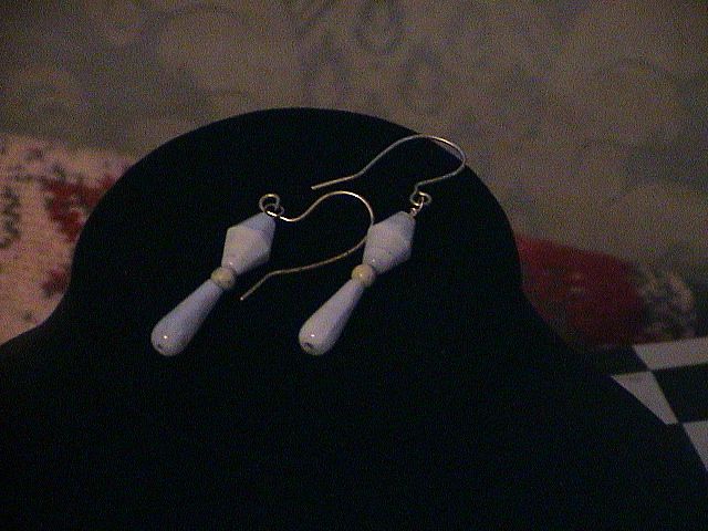 Artisan Earrings: Blue Lace Agate & Pink Glass Hearst Artisan Earrings: Blue Lace Agate & Pink Glass Hearst