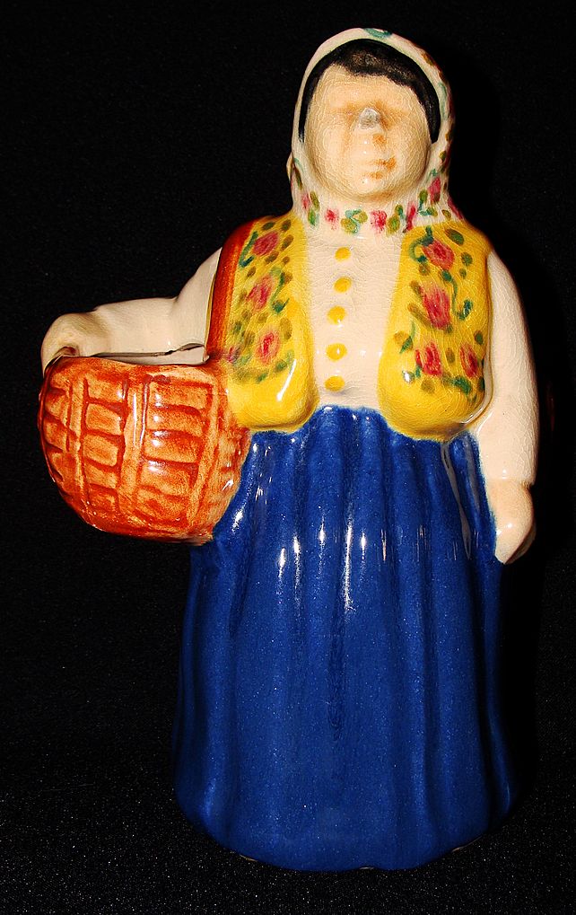 Brayton Laguna Pottery Peasant Lady w/Baskets Planter, Brayton Laguna Pottery Peasant Lady w/Baskets Planter,