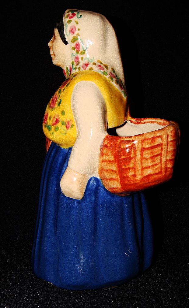 Brayton Laguna Pottery Peasant Lady w/Baskets Planter, Brayton Laguna Pottery Peasant Lady w/Baskets Planter,