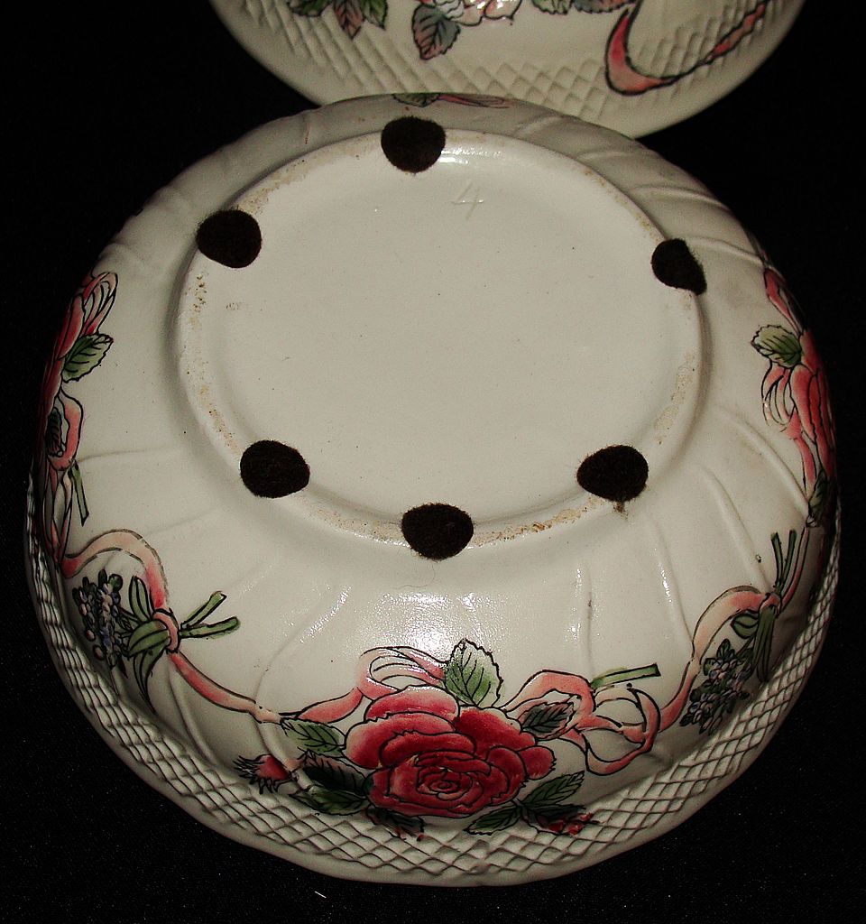 Vintage Ceramic Basket Weave & Floral Round Covered Box Vintage Ceramic Basket Weave & Floral Round Covered Box