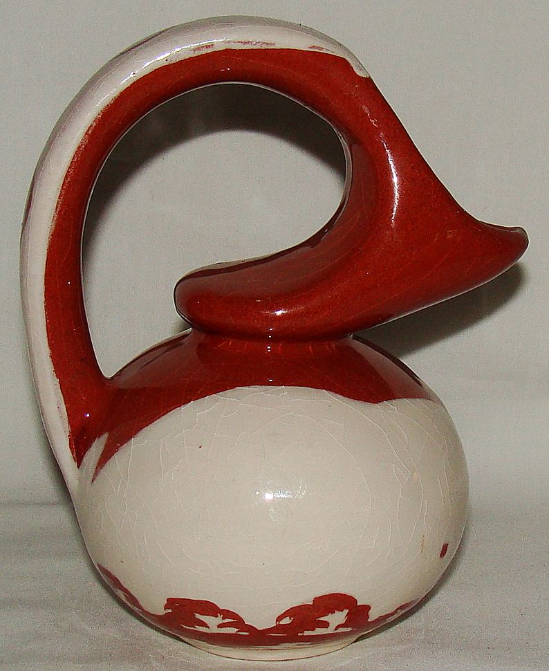 Purinton Pottery Sgraffito Slipware Honey Jug Pitcher, Signed Irene Purinton Pottery Sgraffito Slipware Honey Jug Pitcher, Signed Irene