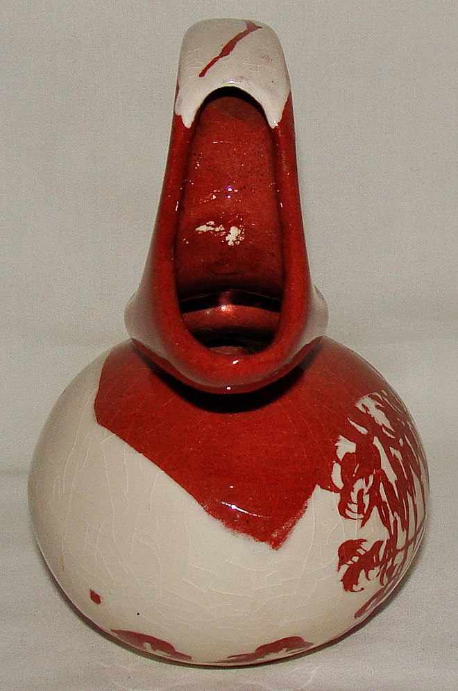 Purinton Pottery Sgraffito Slipware Honey Jug Pitcher, Signed Irene Purinton Pottery Sgraffito Slipware Honey Jug Pitcher, Signed Irene