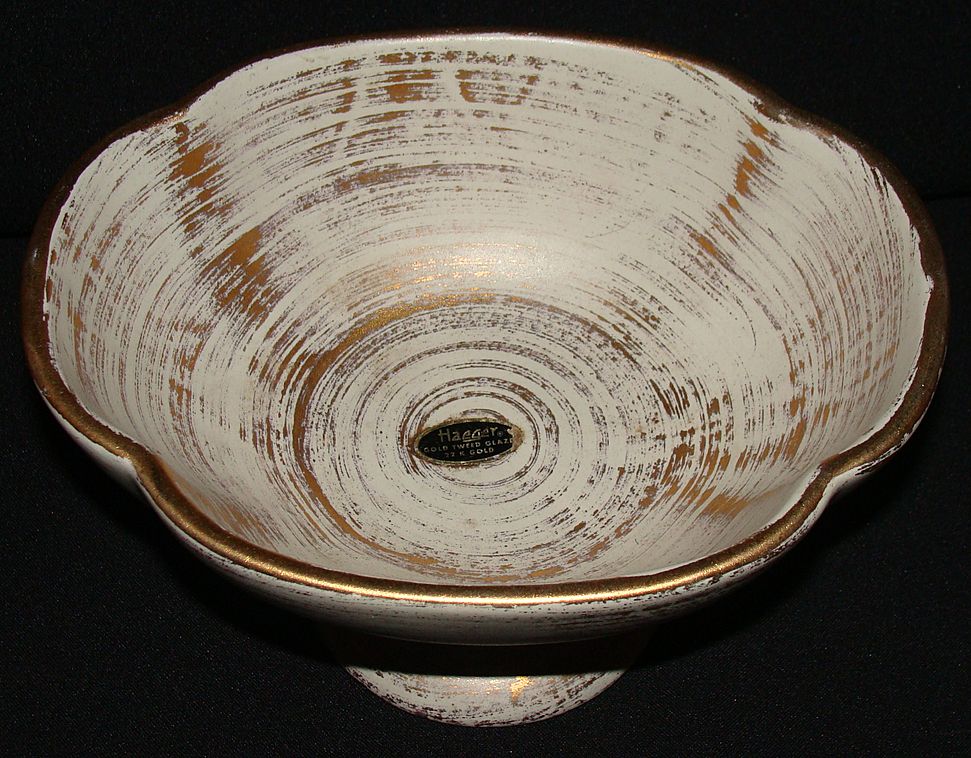 Royal Haeger Pottery Art Ware Gold Tweed Compote Royal Haeger Pottery Art Ware Gold Tweed Compote
