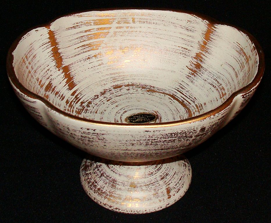 Royal Haeger Pottery Art Ware Gold Tweed Compote Royal Haeger Pottery Art Ware Gold Tweed Compote
