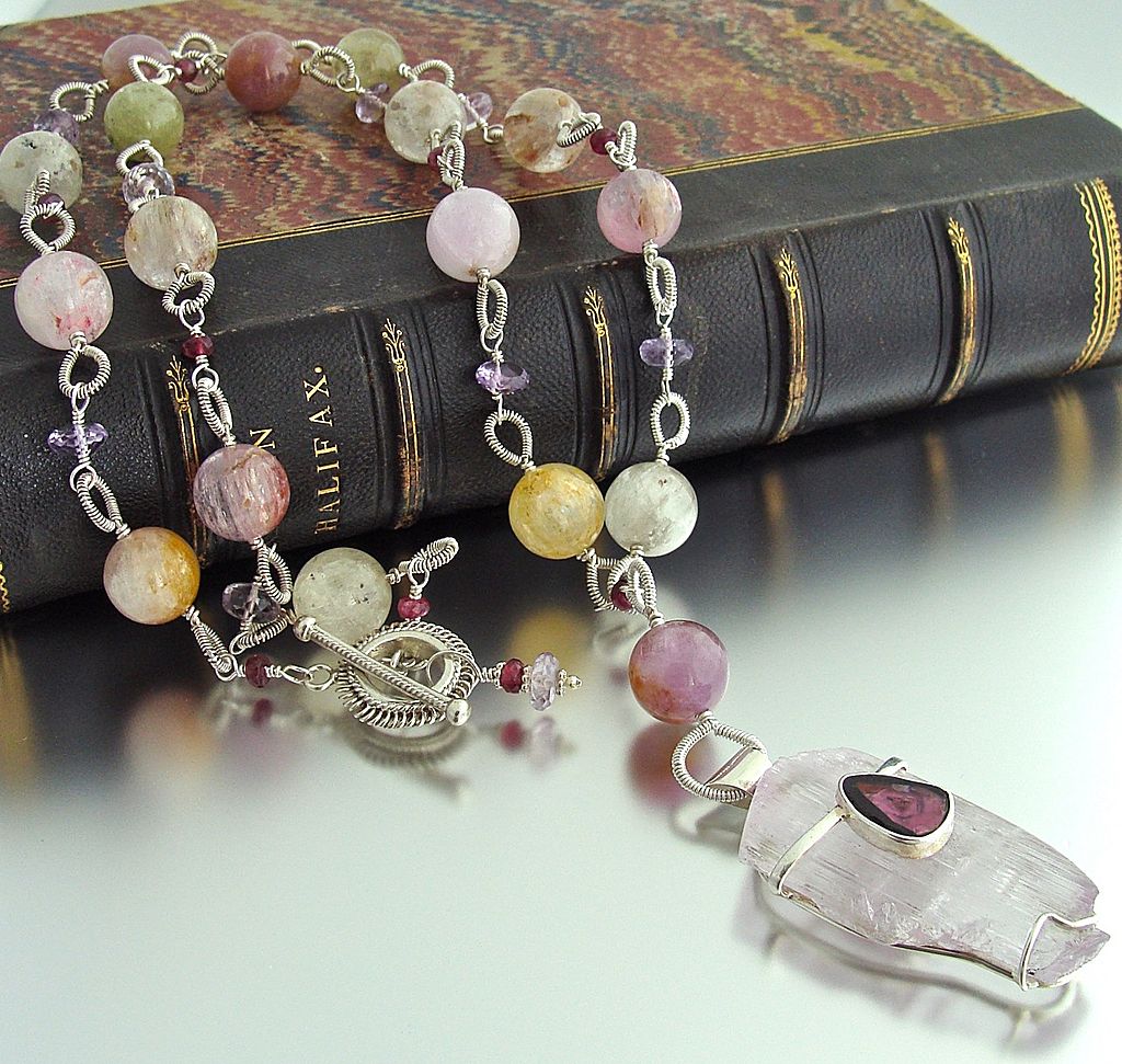Haleigh Necklace - Kunzite & Tourmaline Pendant Kunzite, Light Amethyst and Tourmaline Chain Haleigh Necklace - Kunzite & Tourmaline Pendant Kunzite, Light Amethyst and Tourmaline Chain