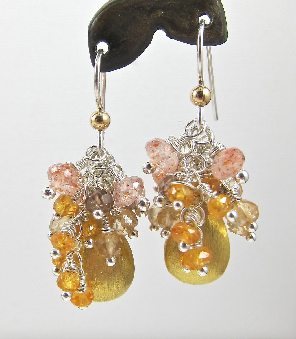 Earrings ~ GOLDILOCKS ~ Vermeil Teardrops & Tiny Gemstones Earrings ~ GOLDILOCKS ~ Vermeil Teardrops & Tiny Gemstones