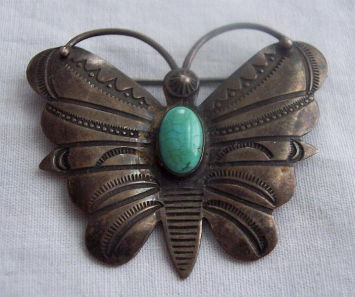 1930s NAVAJO Hand Wrought Sterling Silver Butterfly Pin 1930s NAVAJO Hand Wrought Sterling Silver Butterfly Pin