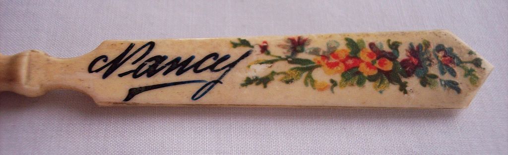 Carved Ivory Hand painted 'NANCY' STANHOPE Fountain Pen Carved Ivory Hand painted 'NANCY' STANHOPE Fountain Pen