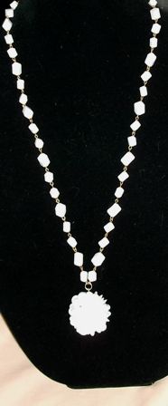 Vintage CORO White Abstract Lucite Cubist Necklace & Margarita Round Pendant Vintage CORO White Abstract Lucite Cubist Necklace & Margarita Round Pendant