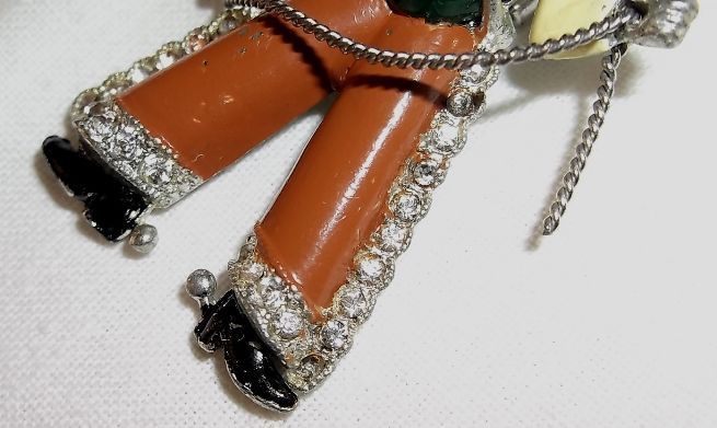 1939 Rare CORO Cowboy Jelly Belly Enamel Rhinestone Clip Brooch Pin 1939 Rare CORO Cowboy Jelly Belly Enamel Rhinestone Clip Brooch Pin