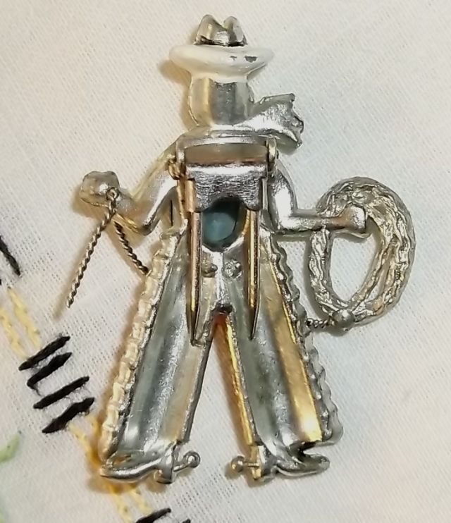 1939 Rare CORO Cowboy Jelly Belly Enamel Rhinestone Clip Brooch Pin 1939 Rare CORO Cowboy Jelly Belly Enamel Rhinestone Clip Brooch Pin