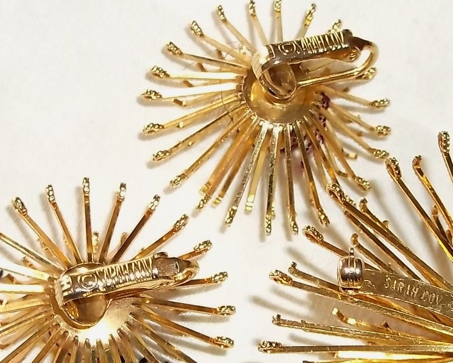 Vintage 1969 Golden Mum Atomic Space Age Flower Brooch Earrings Demi Sarah Coventry Vintage 1969 Golden Mum Atomic Space Age Flower Brooch Earrings Demi Sarah Coventry