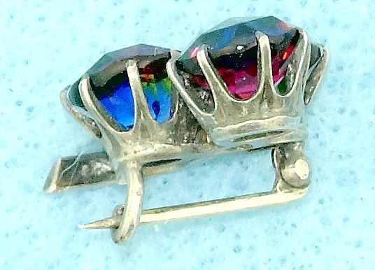 Victorian Rose Cut Iris Stones Three Leaf Clover Pin Victorian Rose Cut Iris Stones Three Leaf Clover Pin