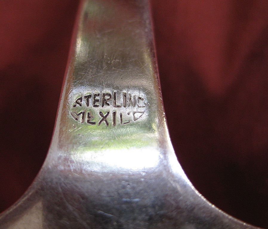 Sterling Silver Ladle with Scalloped Edge and Pea and Blossom Pattern, Made in Mexico Sterling Silver Ladle with Scalloped Edge and Pea and Blossom Pattern, Made in Mexico