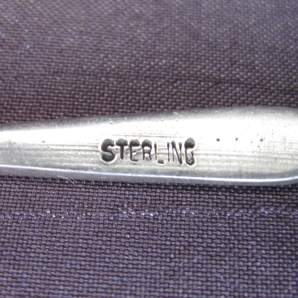 Sterling Silver Salt Spoon with Scrolling Details Sterling Silver Salt Spoon with Scrolling Details