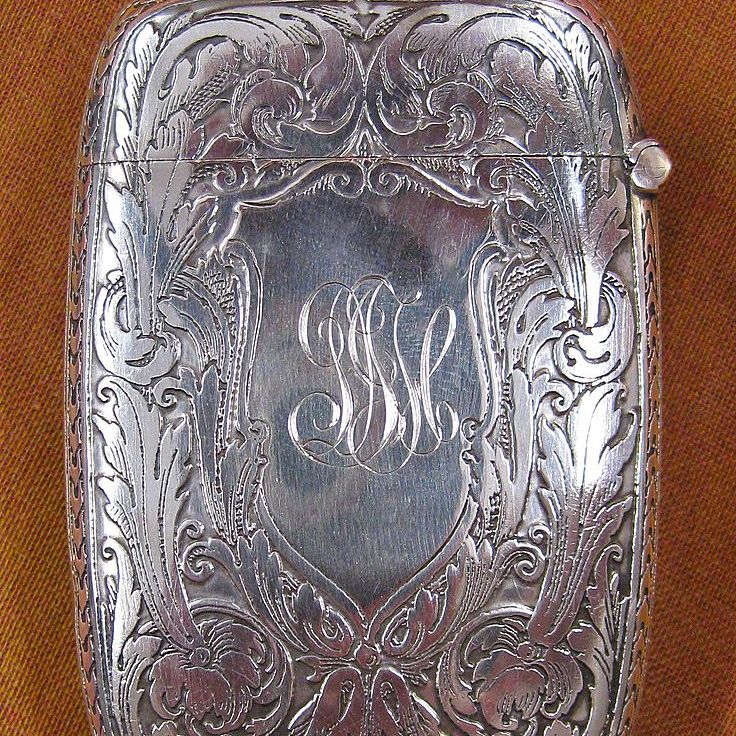 William Kerr Foliate Engraved Sterling Silver Match Safe William Kerr Foliate Engraved Sterling Silver Match Safe