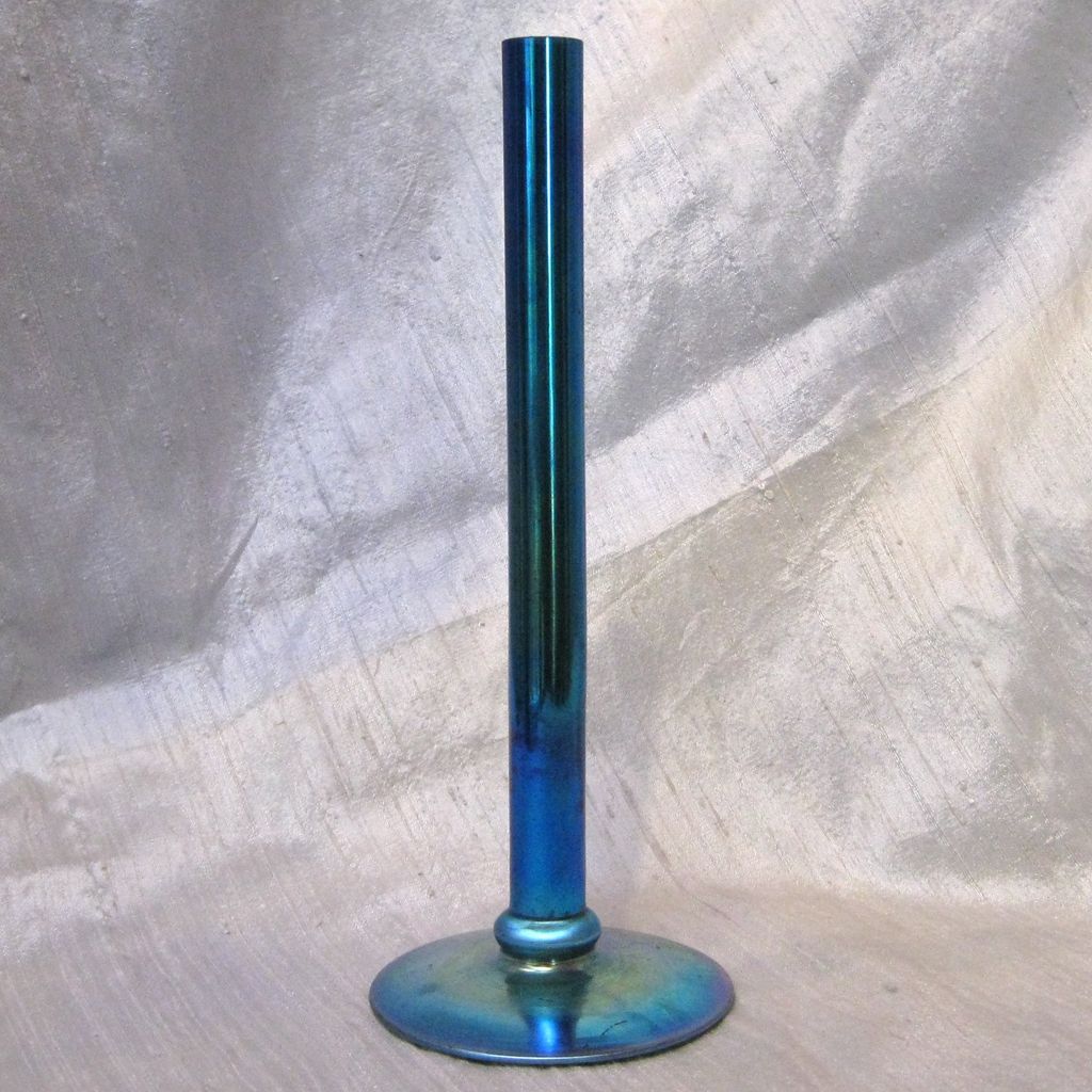 Steuben Blue Aurene Iridescent Glass Stick Vase Steuben Blue Aurene Iridescent Glass Stick Vase