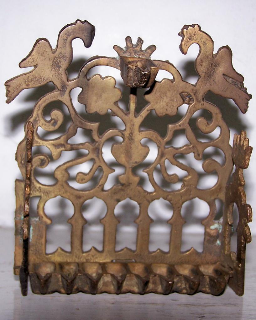 Rare Antique Bench Style Brass Oil Menorah Rare Antique Bench Style Brass Oil Menorah