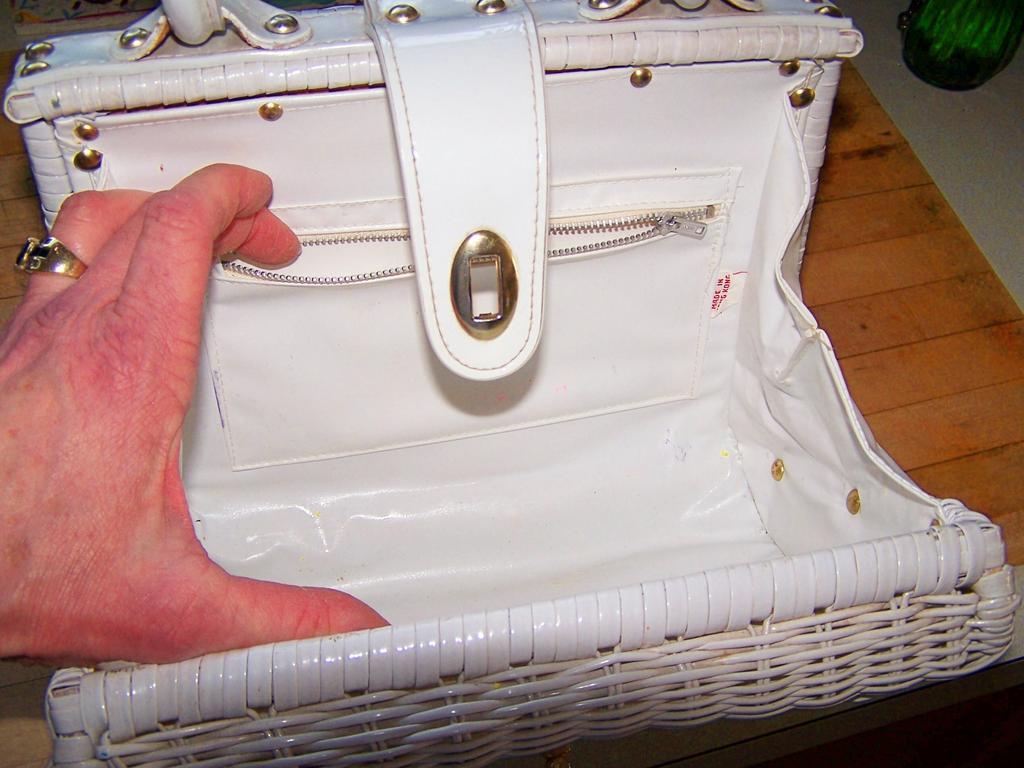 Double-sided Exceptional rattan & leather satchel handbag Double-sided Exceptional rattan & leather satchel handbag